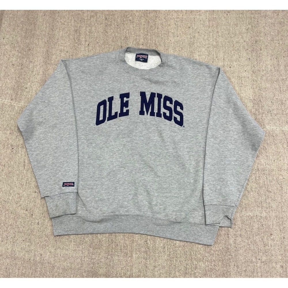 Vintage Ole Miss Graphic Sweatshirt Men XL Gray 1990s JanSport